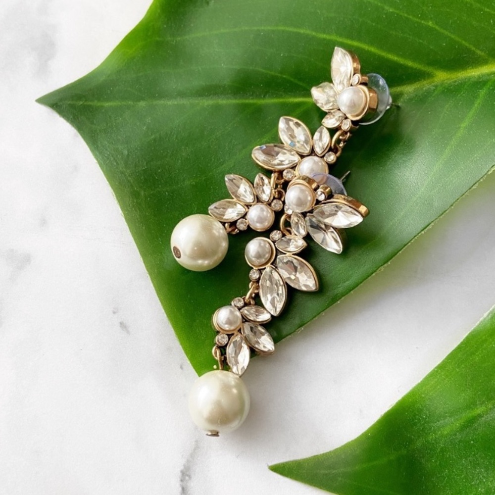 Bridal Pearl Drop Statement Earrings - Picture 3 of 6